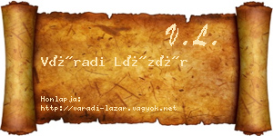 Váradi Lázár névjegykártya